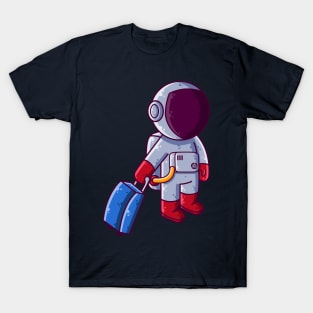 Cute Astronaut Traveling Holiday Cartoon T-Shirt